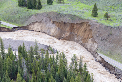 Yellowstone Flood Washed-out Road from Gardiner to Mammoth Hot Springs. Photo NPS